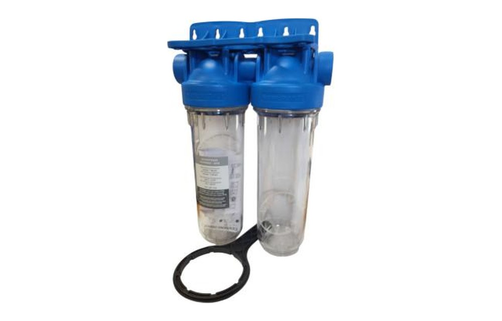 Porte-filtre double à eau potable avec cuves transparentes