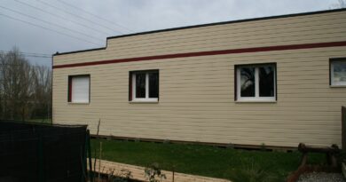 Façade terminée d'une maison ossature bois de plain-pied