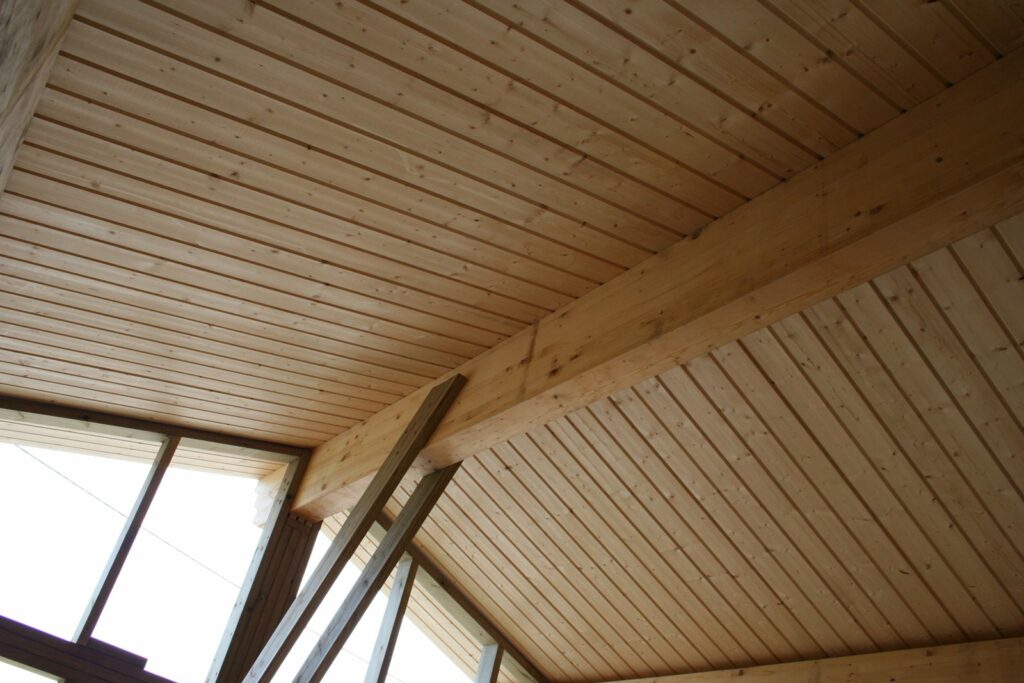 Plafond rampant en volige apparente