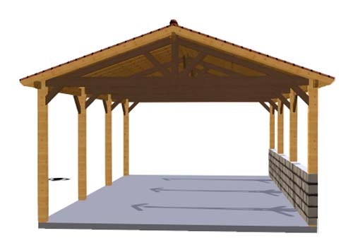 Rendu 3D du carport, vue de face