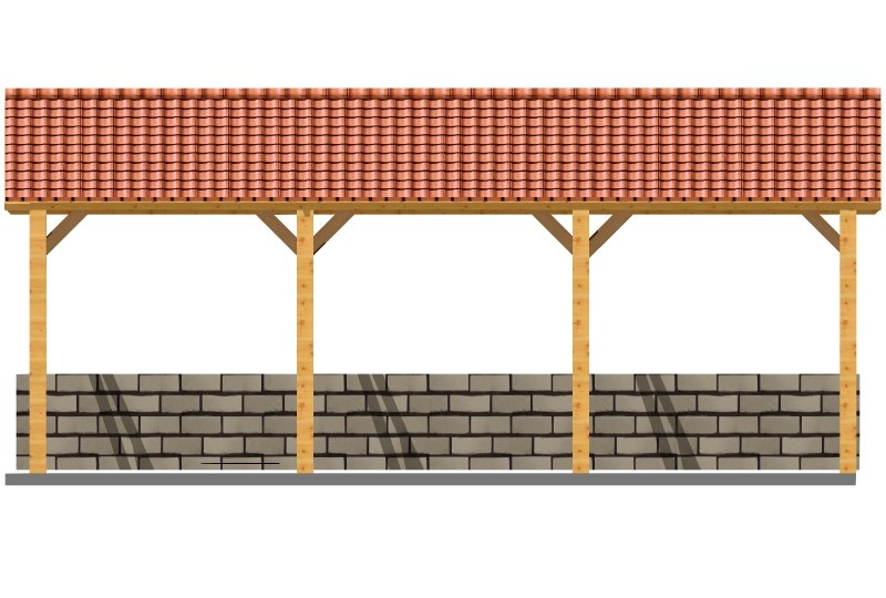 Rendu 3D de la façade longue du carport